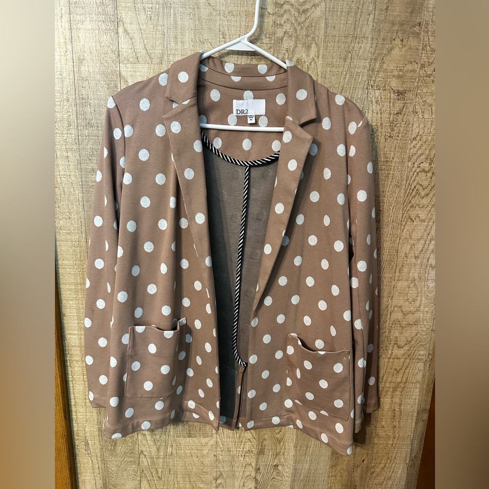 Women’s XS Brown and White Polka Dot Blazer Jacket